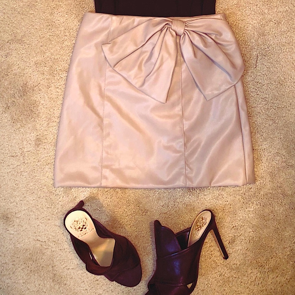 PU leather tan skirt